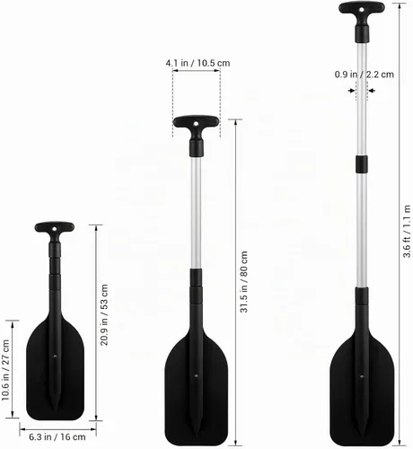 Vista 3 de LIOOBO Telescopic Kayak Paddle - 2Pcs Plastic Aluminum Canoe Oar, Boating Accessories River Tubing Paddles