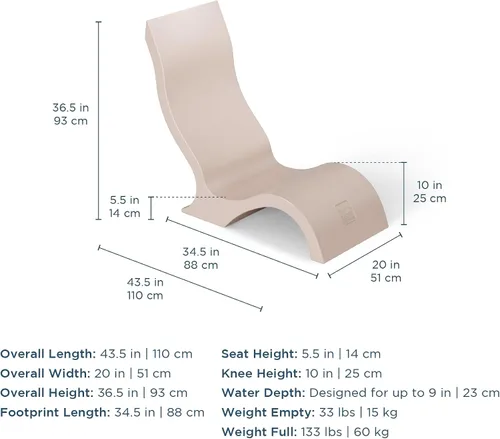 Vista 5 de Ledge Lounger - Silla Signature - Silla interior para piscina y solárium - Diseñada para estantes poco profundos de hasta 9 pulgadas - Compatible