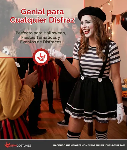 Vista 6 de fun shack Disfraz de Mime para mujer, circo, disfraces de Halloween