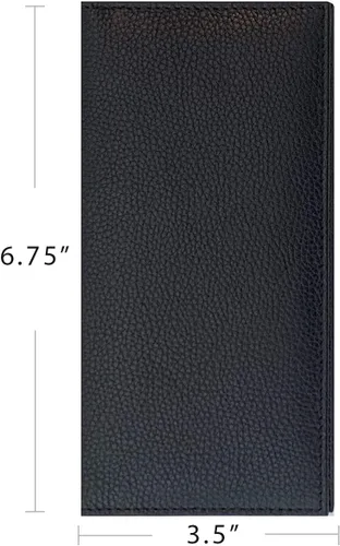 Vista 4 de Funda básica de piel auténtica negra para chequera para hombres y mujeres