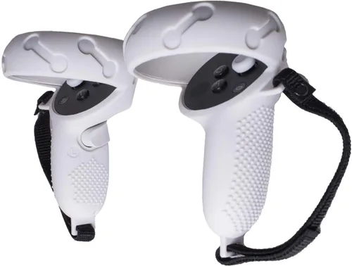 Vista 3 de NIUVR Funda de agarre para controlador táctil compatible con accesorios Quest 2 VR, funda protectora antitiro con correa ajustable de nailon