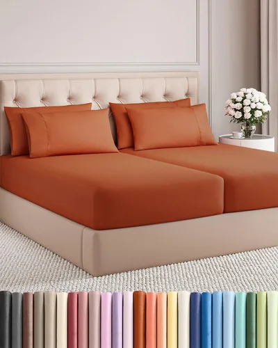 Vista 180 de Juego de sábanas Twin de 4 piezas - Cómodo, transpirable y refrescante - Juego de ropa de cama de lujo de hotel ultrasuave con bolsillos profundos