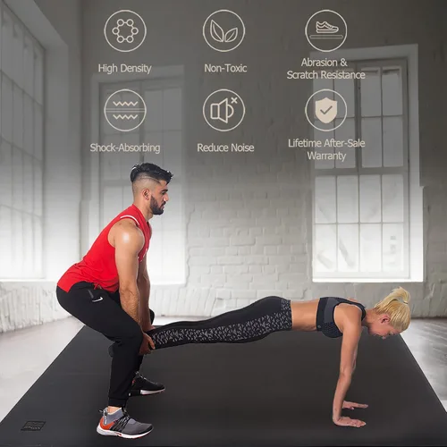 Vista 5 de GXMMAT Alfombrilla de ejercicio grande de 6 x 4 pies/6 x 5 pies/6 x 6 pies (0.276 in), alfombrillas gruesas para suelo de gimnasio en casa, tapete