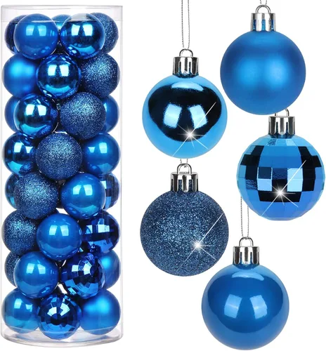 Vista 27 de Adornos de bolas de Navidad negras de 2.36 pulgadas, 25 piezas inastillables, set de adornos de Navidad, bolas de Halloween, adorno negro para árbol