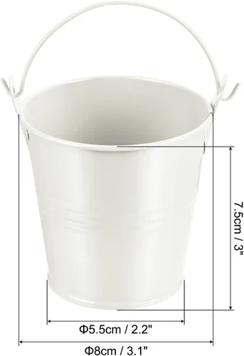 Vista 2 de PATIKIL Mini cubo de metal de 3 pulgadas de altura, paquete de 6 macetas coloridas de metal para suculentas, cubos decorativos con asas para Beige