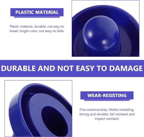 Vista 4 de Air Hockey Pushers and Pucks Set, 96mm Blue Plastic Pushers (2), 64mm Blue Plastic Pucks (4) Felt Pads (2) Replacement Accessories for Table Hockey