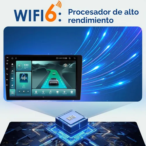 Vista 4 de Estéreo de auto doble DIN con CarPlay inalámbrico y Android Auto, radio de coche Android de 9 pulgadas con cámara de respaldo, Bluetooth 5.4
