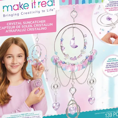 Vista 8 de Make It Real: Atrapasoles de cristal para bricolaje, plateado, morado y tonos suaves, crea tu propio hermoso atrapasoles, 139 piezas incluidas, kit