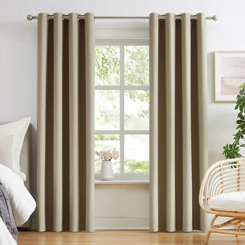 Vista 8 de Melodieux - Cortinas opacas para dormitorio color azul claro, cortinas oscuras de 72 pulgadas de largo, juego de 2 paneles, 100% de algodón