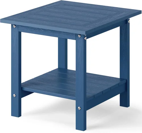 Vista 8 de YEFU Mesa auxiliar para exteriores para patio: 16 x 16 pulgadas, HIPS - Mesa auxiliar cuadrada pequeña para exteriores, mesas Adirondack de 2