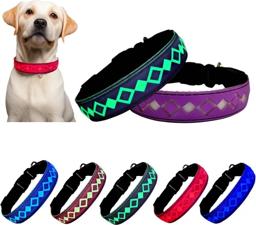 Vista 13 de Collar de perro con luz LED USB-C, diseño 3D, material cómodo y suave, iluminación multicolor, collar de perro nocturno (PW-verde, XS