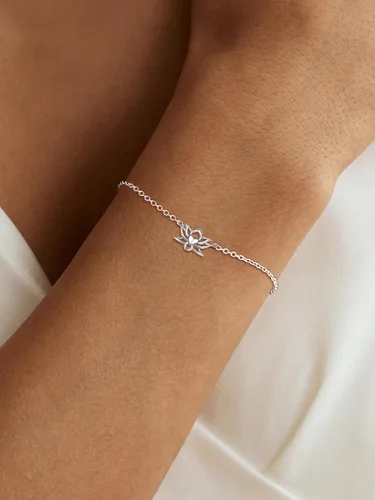 Vista 3 de ChicSilver - Pulsera delicada con cadena de eslabones de plata esterlina, personalizada con corazón, estrella, luna, punto o loto pequeños, plata