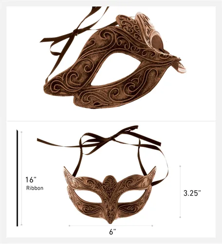 Vista 3 de Máscara fantasma veneciana metálica Steampunk