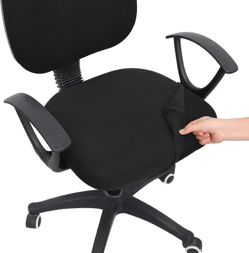 Vista 18 de Smiry Fundas de asiento impresas para silla de computadora de oficina, ajuste elástico, universal para silla giratoria de escritorio, lavables, Beige