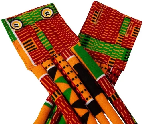 Vista 7 de Conjunto de collar africano y pendientes Ankara con estampado de tela multicapa de cuerda tejida gargantilla en capas