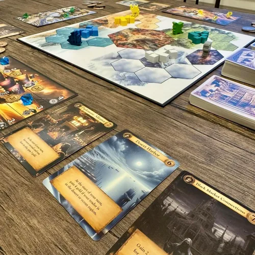 Vista 3 de Juego de mesa Trade and Triumph – Juego de estrategia de comercio medieval y gestión de recursos para adultos y familiares a partir de 13 años
