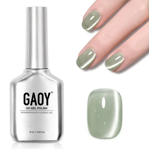 Vista 92 de GAOY Esmalte de uñas de gel Brown Cat Eye, 4629 azul ámbar, 0.5 fl oz Ámbar azul