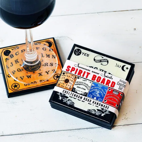 Vista 2 de Vintage Halloween Spirit Board Drink Coaster Set