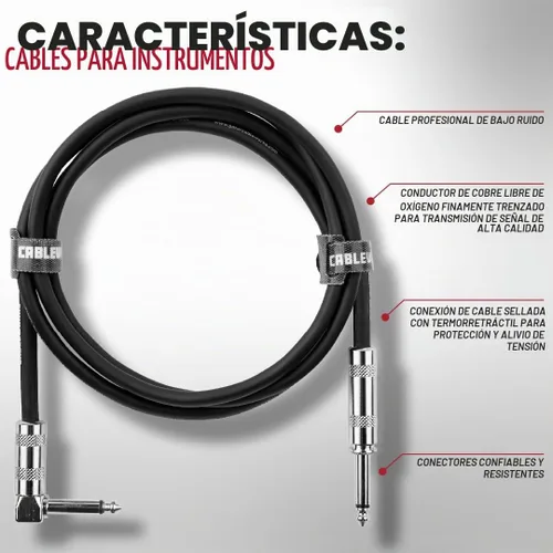 Vista 2 de Cableworks de Gator Cases Serie Backline Cable de instrumento de 10 pies de recto a ángulo recto (GCWB-INS-10RA)