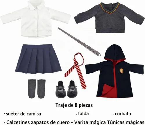 Vista 2 de Ropa y accesorios de muñeca de 18 pulgadas, el conjunto de disfraz de uniforme escolar incluye zapatos para niñas (sin muñeca)