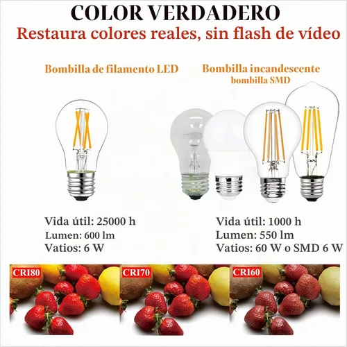 Vista 5 de LiteHistory Bombilla LED E26 equivalente a 6 W, 60 W, no regulable, bombilla LED Edison A15 para ventilador de techo, apliques de pared, nevera