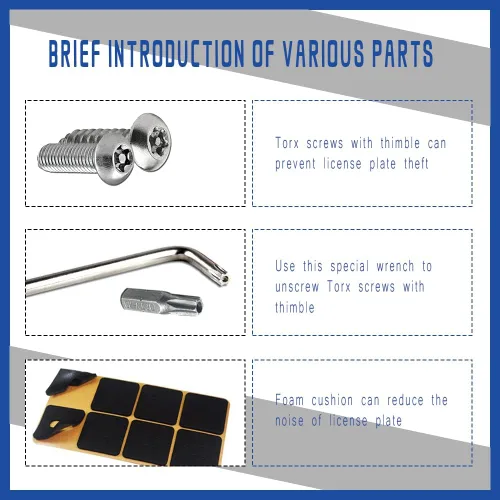 Vista 6 de 8 piezas de kit de tornillos antirrobo para placa de matrícula, hardware de montaje resistente a manipulaciones, juego de tornillos de acero
