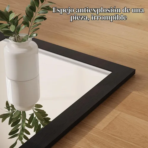 Vista 6 de ARTPOWER Espejo de pared de madera de 24 x 18.5 pulgadas con estante, espejo rectangular de pasillo con ganchos, espejos de pared colgantes
