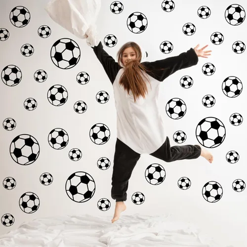 Vista 3 de 44 calcomanías de fútbol, fáciles de despegar y pegar, calcomanías de fútbol de pared para decoración de pared de fútbol para dormitorio de niños
