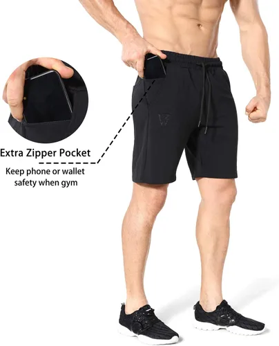 Vista 2 de ZENWILL Pantalones cortos de gimnasio para hombre, pantalones cortos de entrenamiento atléticos para fisicoculturismo con bolsillos