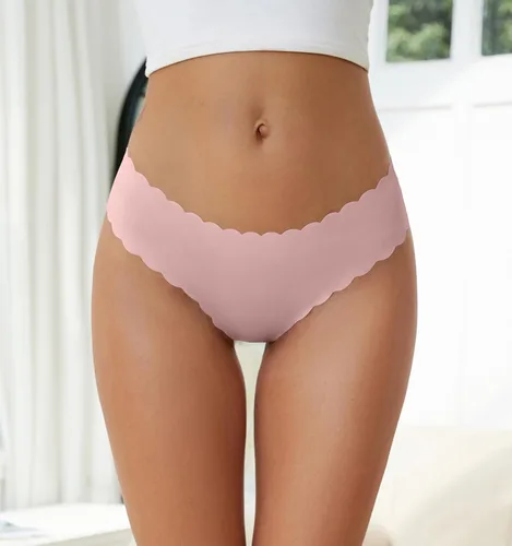 Vista 4 de Wetopkim Tangas sin costuras para mujer, calzones invisibles, con cintura en V, elásticos, transpirables, sin costuras, paquete de 6, S-XL