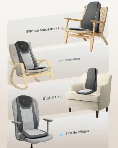 Vista 5 de COMFIER - Masajeador Shiatsu de espalda completa para silla con calor, con 2 velocidades Shiatsu, almohadilla de masaje para silla con punto