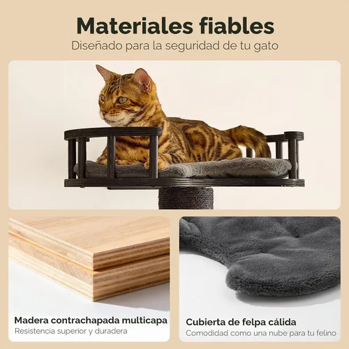 Vista 3 de FUKUMARU - Estantes de pared para gatos, juego 4 en 1, color negro