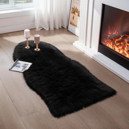 Vista 50 de Ciicool Alfombras de Piel de Oveja Sintética Suaves Alfombra de Piel Sintética Suave Beige Alfombra Esponjosa Funda para Silla y Sofá Alfombra