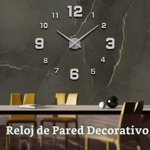 Vista 2 de Mintime Reloj de Pared Moderno sin Marco DIY Grande 3D Reloj de Pared Espejo con Números para Decoración de Hogar y Oficina