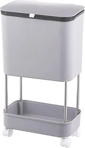 Vista 9 de Papelera extraíble de compost para cocina, compostador, papelera extraíble para cocina del hogar, papelera multifuncional en capas, papelera Blanco