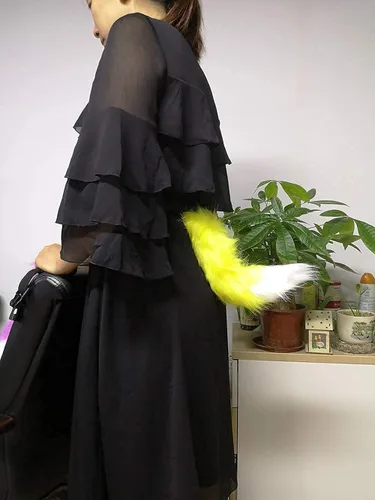 Vista 9 de BANLAN - Disfraz de cola de gato o zorro de pelo sintético para niñosadultos, cosplay, Halloween, Navidad, fiesta, talla única