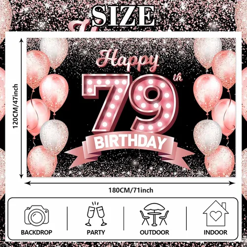 Vista 310 de Cartel de feliz cumpleaños décimo oro rosa, telón de fondo, saludos a 10 años, globos de confeti, decoración temática para niñas de 10 años