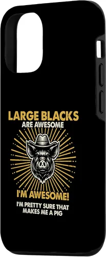 Vista 2 de iPhone 15 Pig Dad Mom Awesome - Granjero criador grande negro caso