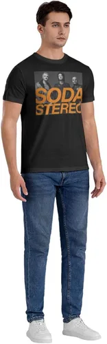 Vista 6 de Soda Music and Stereo - Camiseta de manga corta para hombre, diseño casual, cuello redondo, unisex, color negro