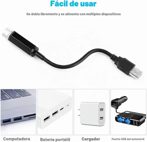 Vista 5 de Luz nocturna de techo de auto con estrellas, portátil, ajustable, USB, flexible, interior, LED, con atmósfera romántica, estrella, proyector Rojo