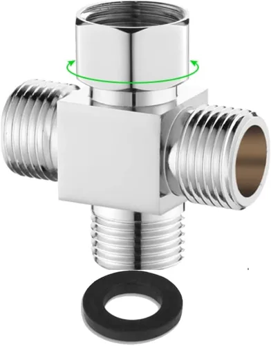 Vista 10 de Adaptador desviador de agua, 4 vías X1, conector de manguera G1/2", latón cromado, plata