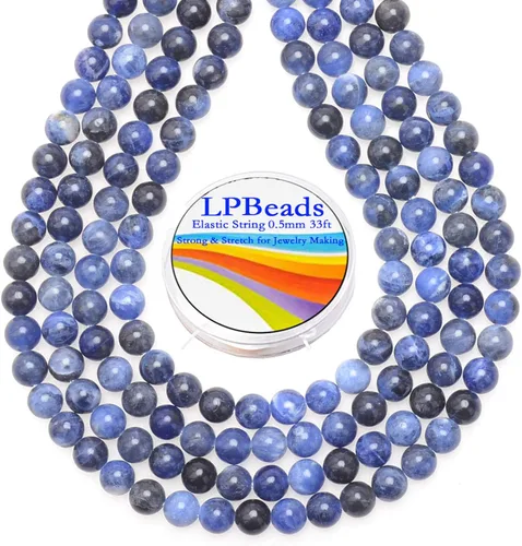 Vista 44 de LPBeads 100 Cuentas de 8mm Cuentas Redondas Naturales de Chakra, Cuentas Sueltas de Piedra Preciosa Redondas para Hacer Joyas con Cordón Elástico