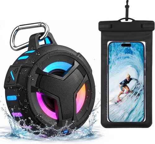 Vista 14 de EBODA Altavoz de ducha Bluetooth, altavoces Bluetooth portátiles, altavoz inalámbrico impermeable IP67 con luz LED, flotante, 2000 mAh, estéreo