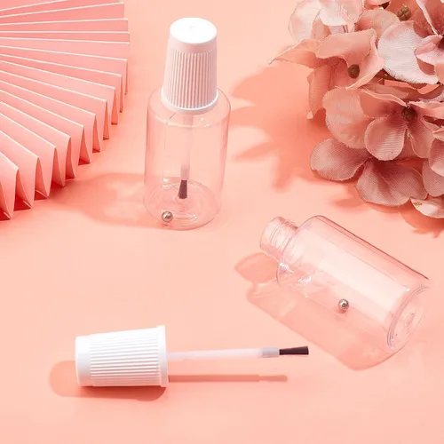 Vista 2 de NICENEEDED Botellas vacías de esmalte de uñas, contenedor de esmalte de uñas de plástico recargable, botellas de esmalte de uñas transparentes