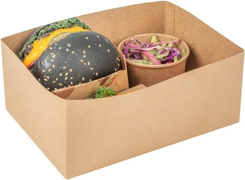 Vista 20 de Restaurantware Bio Tek - Bandejas de hamburguesas de 8.4 x 6 x 3.5 pulgadas, 100 bandejas de papel desechables para alimentos, bandejas de papel