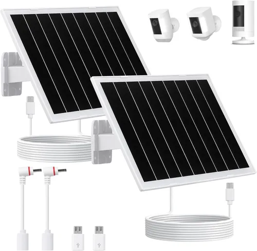 Vista 10 de Panel solar de 8 W y 5 V, cargador solar impermeable IP65 para exteriores, puertos micro USB USB-C DC35135, cable de 9.5 pies y soporte ajustable