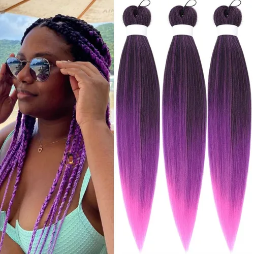 Vista 156 de Cabello trenzado para niños preestirado de 16 pulgadas, color negro para niños, trenzas sin nudos