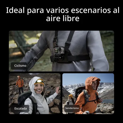 Vista 5 de DJI Osmo Action 3 Combo para Exteriores - Cámara de acción 4K/120fps con montaje para pecho y correa de mochila para senderismo y ciclismo, FOV