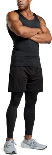 Vista 9 de ATHLIO Paquete de 3 camisetas sin mangas de compresión para hombre, para correr, baloncesto, entrenamiento, capa base