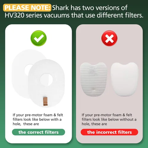 Vista 3 de Paquete de 2 filtros de repuesto para Shark Rocket Vacuum HV300 HV301 HV300W HV302 HV305 HV310 UV450 Kit de filtro de espuma y fieltro